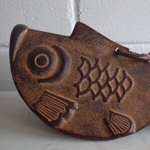 Primitive Cast Iron Fish with Rope Hanger